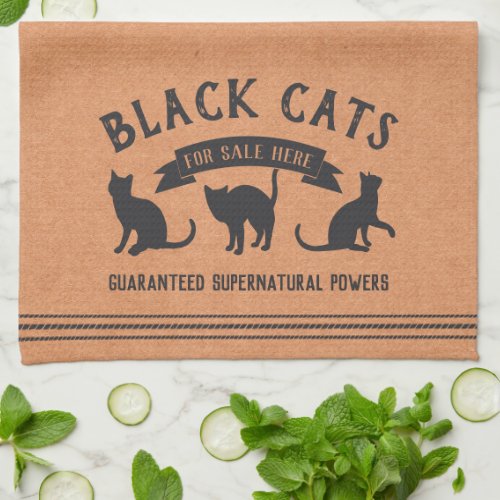 Halloween Vintage Black Cats Kitchen Towel