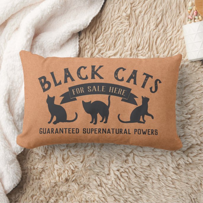 Halloween Vintage Black Cats Lumbar Pillow