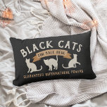 Halloween Vintage Black Cats Lumbar Pillow<br><div class="desc">Trick or treat! Dress up your home for Halloween with this fun throw pillow. Design features "Black Cats For Sale Here,  Guaranteed Supernatural Powers" in vintage-style lettering with three cat silhouette illustrations.</div>