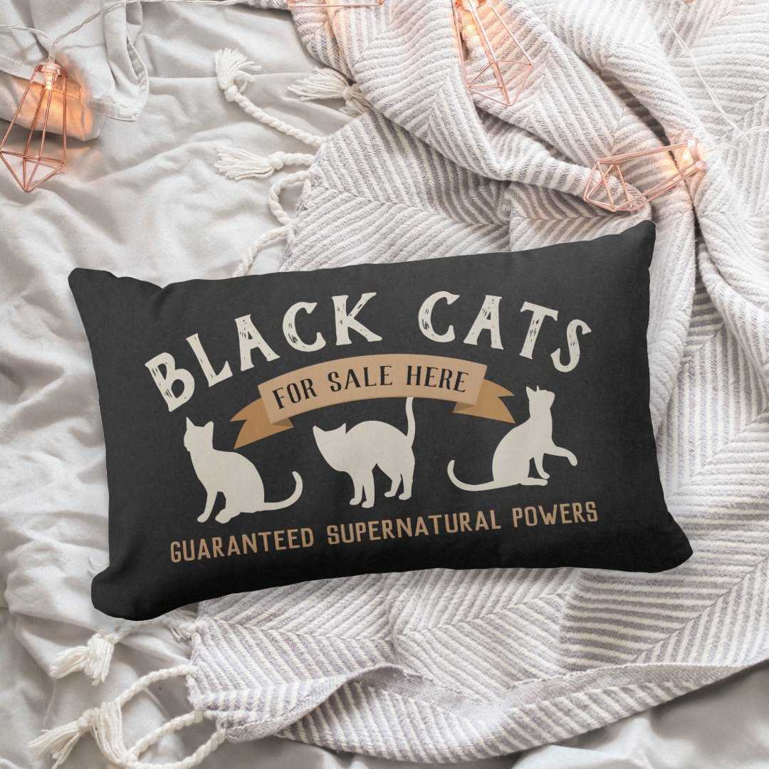 Halloween Vintage Black Cats Lumbar Pillow (Creator Uploaded)
