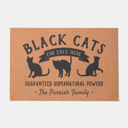 Halloween Vintage Black Cats Personalized Doormat