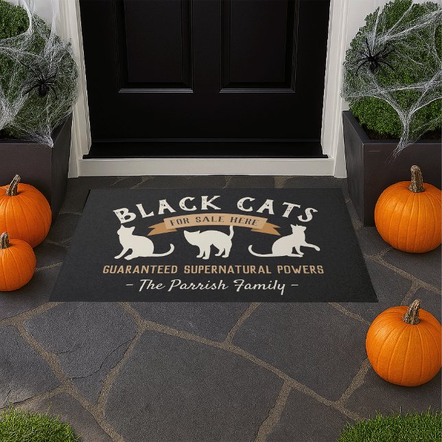 Halloween Vintage Black Cats Personalized Doormat (Creator Uploaded)