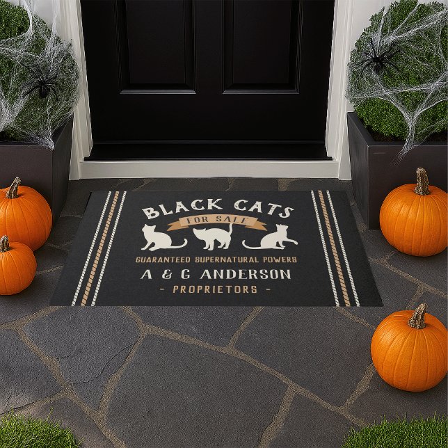 Halloween Vintage Black Cats Personalized Doormat (Creator Uploaded)