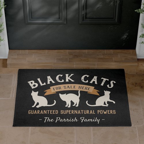 Halloween Vintage Black Cats Personalized Doormat