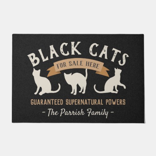 Halloween Vintage Black Cats Personalized Doormat