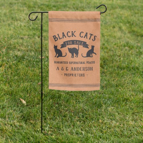 Halloween Vintage Black Cats Personalized Garden Flag