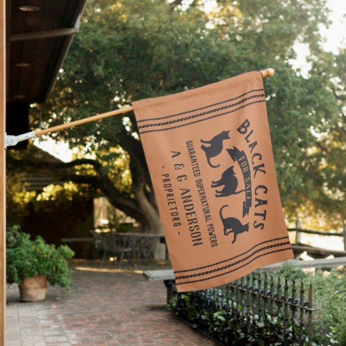 Halloween Vintage Black Cats Personalized House Flag