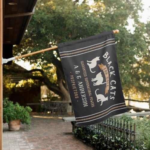 Halloween Vintage Black Cats Personalized House Flag