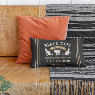 Halloween Vintage Black Cats Personalized Lumbar Pillow