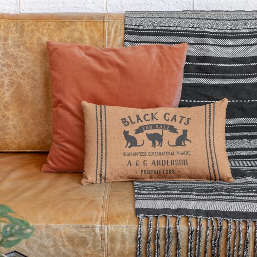 Halloween Vintage Black Cats Personalized Lumbar Pillow