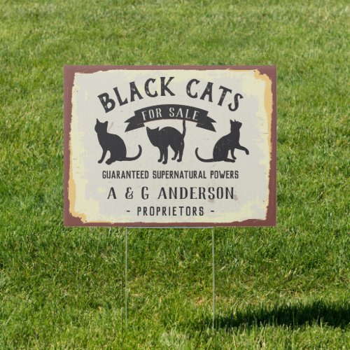 Halloween Vintage Black Cats Personalized Sign