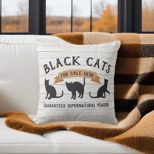 Halloween Vintage Black Cats Throw Pillow