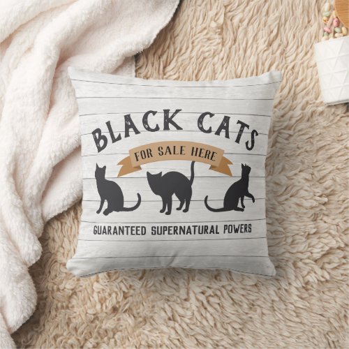 Halloween Vintage Black Cats Throw Pillow