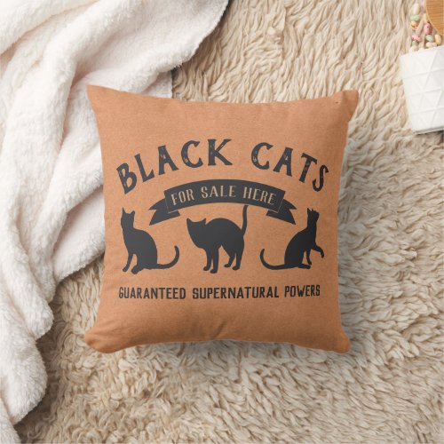 Halloween Vintage Black Cats Throw Pillow