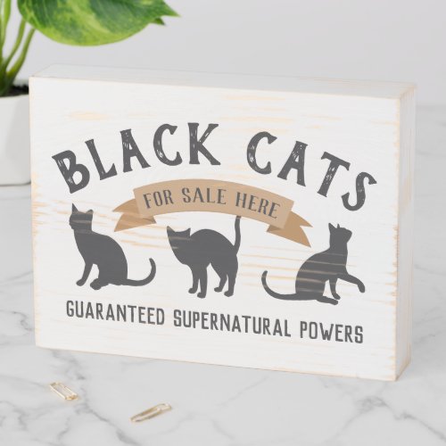 Halloween Vintage Black Cats Wooden Box Sign