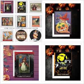 Halloween Vintage Cards, Labels, Stickers
