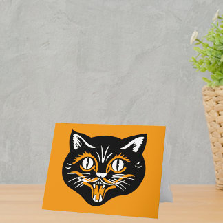 Halloween Vintage Cat Face Card