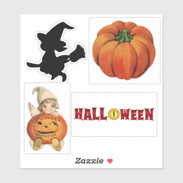 Halloween Vintage Custom-Cut Vinyl Stickers (Sheet)