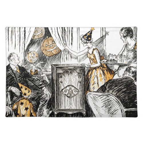 Halloween Vintage Flappers Cloth Placemat