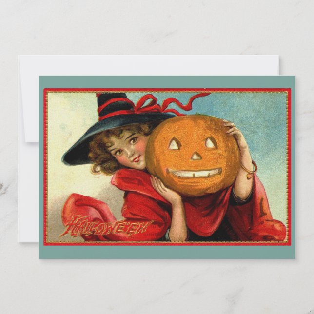 Halloween Vintage Funny Illustration Holiday Card (Front)