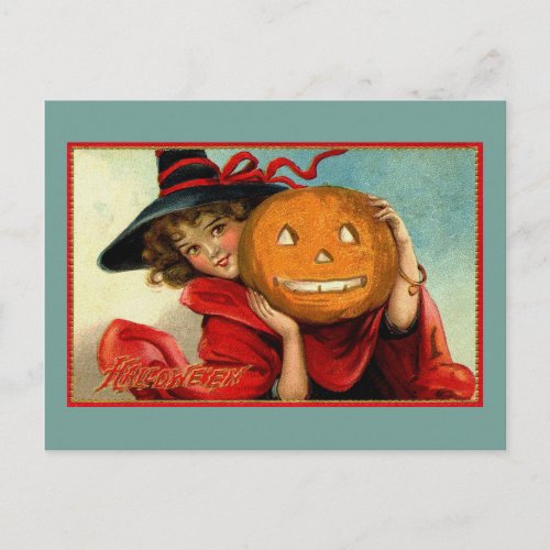 Halloween Vintage Funny Illustration Postcard