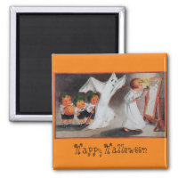 Halloween Vintage Girl with Candle Magnet