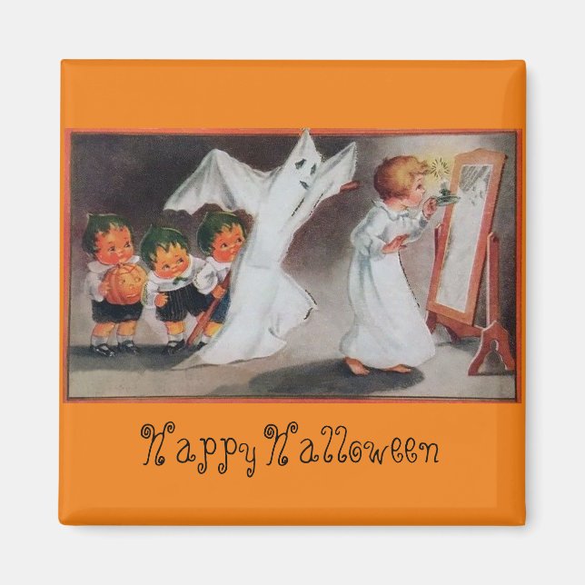 Halloween Vintage Girl with Candle Magnet (Front)