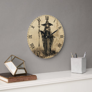 Halloween Vintage Gothic Witch Wall Clock