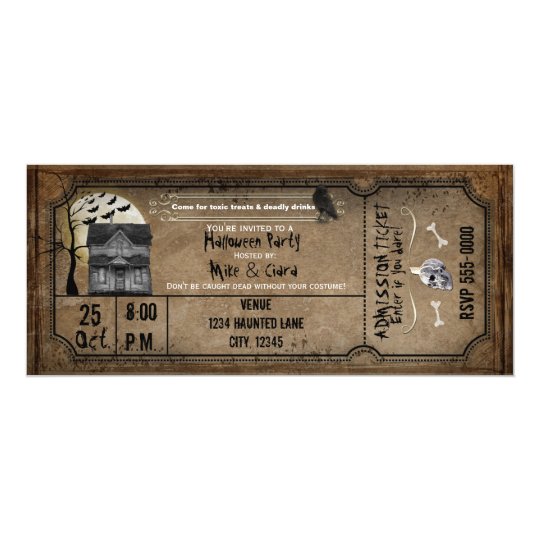 Halloween Vintage Haunted House Ticket Invitation