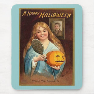 Halloween Vintage Lady With Mirror) Mouse Pad