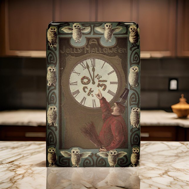 Halloween Vintage Midnight Owl Clock Postcard (Creator Uploaded)