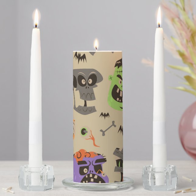 Halloween Vintage Pattern Unity Candle Set (In Situ)