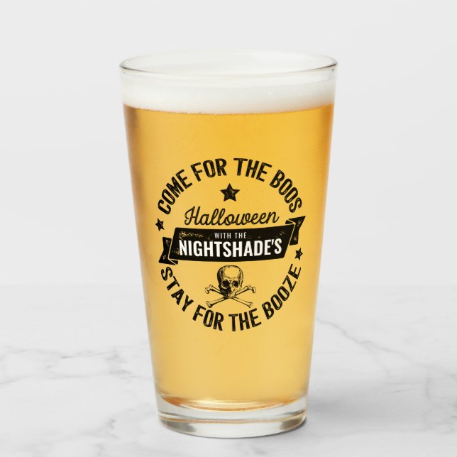 Halloween Vintage | Personalized Boos & Booze Glass (Front Filled)
