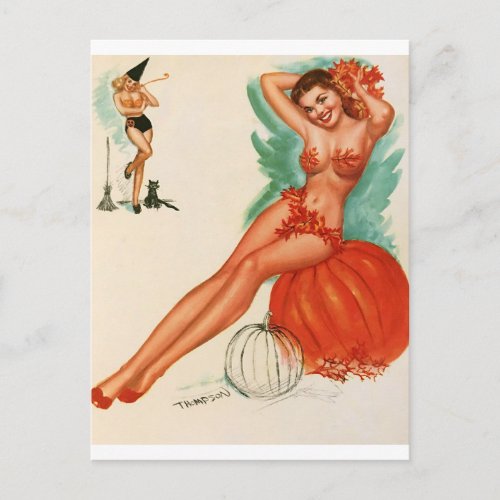 Halloween Vintage pin up girl art Postcard
