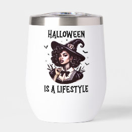 Halloween Vintage Pin-Up Witches Thermal Wine Tumbler