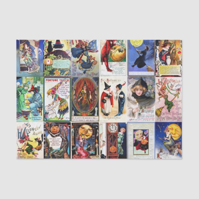 Halloween Vintage Postcard Tissue Paper (Front)