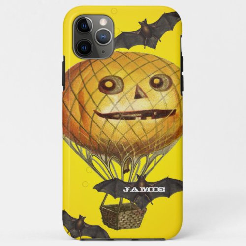 Halloween Vintage Pumpkin Balloon Man and Bats iPhone 11 Pro Max Case