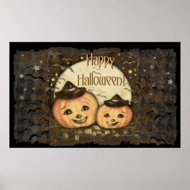 Halloween Vintage Pumpkins Art Poster (Front)