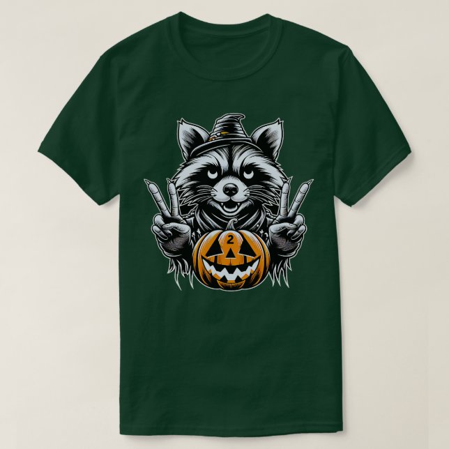 Halloween Vintage Raccoon Making T-Shirt (Design Front)