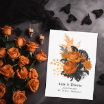 Halloween Vintage Shabby Floral Wedding Thank You Card<br><div class="desc">Black and orange vintage shabby Halloween wedding thank you card.</div>