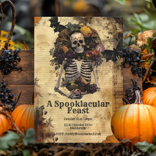  Halloween Vintage Skeleton Spooky Harvest  Party  Invitation