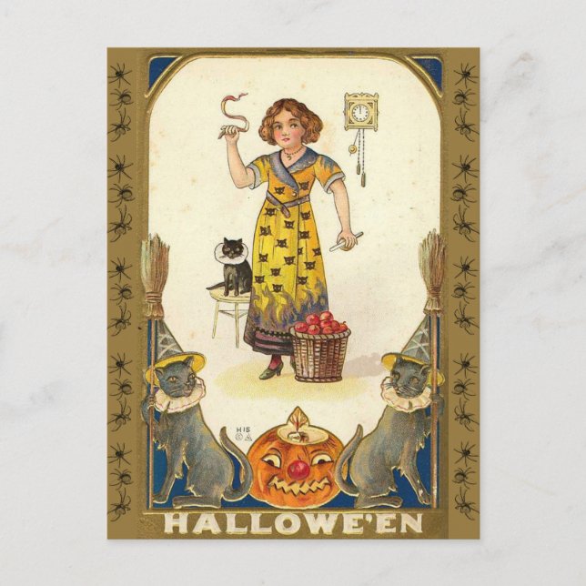 Halloween Vintage Snake Priestess Postcard (Front)