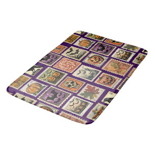 Halloween Vintage Stamp Pattern Bath Mat