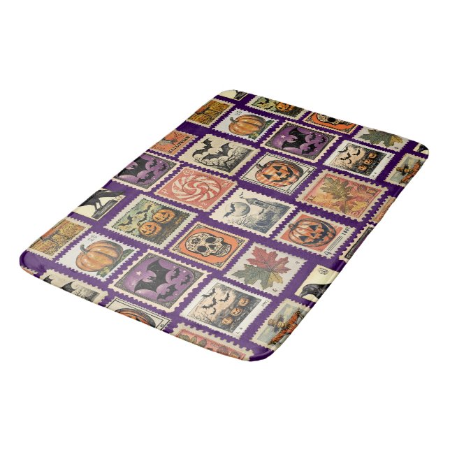 Halloween Vintage Stamp Pattern  Bath Mat (Angled)