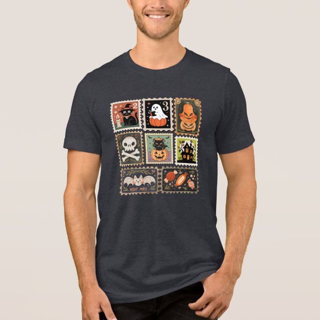 Halloween vintage stamp T-shirt,  Tri-Blend Shirt (Front)