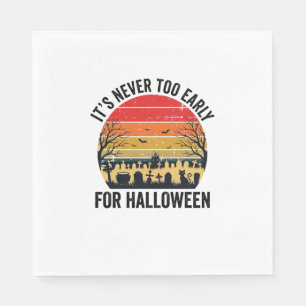 Halloween Vintage Sunset Graveyard Cat Vector Desi Napkins