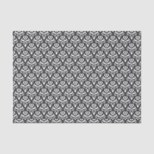 Halloween Vintage Victorian Damask White on Black Tissue Paper