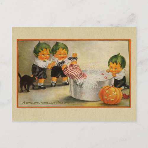 Halloween Vintage Victorian Thrilling Chilling Postcard