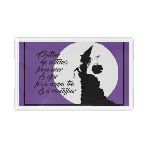 Halloween Vintage Witch & Old English Poem Party Acrylic Tray