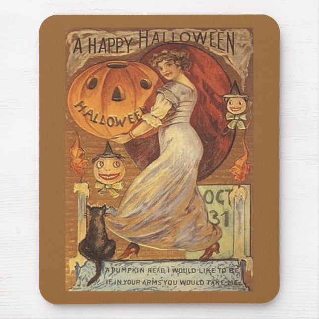 Halloween Vintage Woman and Jack o' Lantern Mouse Pad (Front)